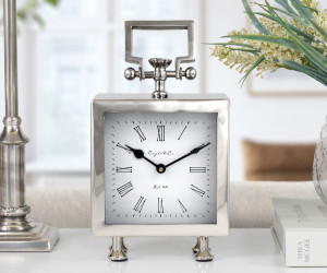 Washington Silver Mantel Clock