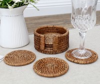 Set 6 Clontarf Brown Rattan Coasters