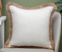 Maynard Cream Linen Cushion - Jute Fringe