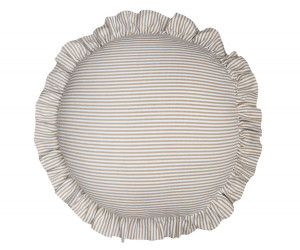 Round Bonnie Taupe & White Ruffle Cushion