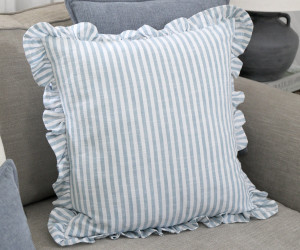 Isola Blue & White Ruffle Cushion
