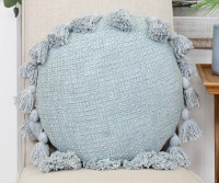 Larissa Soft Blue Waffle Cushion - Round