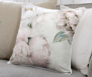 White Peony Velvet Cushion