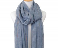 Anna Denim Blue Silver Stripe Scarf