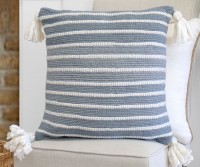 Regatta Denim Blue Stripe Tassel Cushion