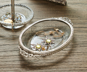 Colette Silver & Glass Trinket or Soap Dish