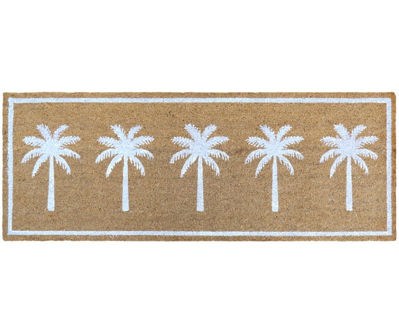 Bahamas Palm Tree Long Doormat - White