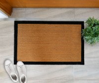 Carlton Large Black Border Doormat - 90x55cm - Vinyl Backed