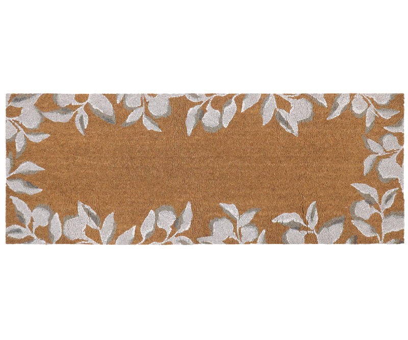 Long Riviera White Leaves Doormat - 120x45cm
