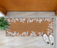 Long Riviera White Leaves Doormat - 120x45cm