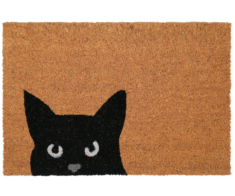 Eyes on You Black Cat PVC Backed Doormat