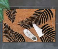 Slimline Havana Black Palm Leaf Doormat - PVC Backed