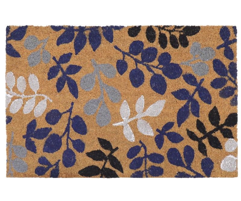 Ashton Blue Leaves Doormat - 60x40cm