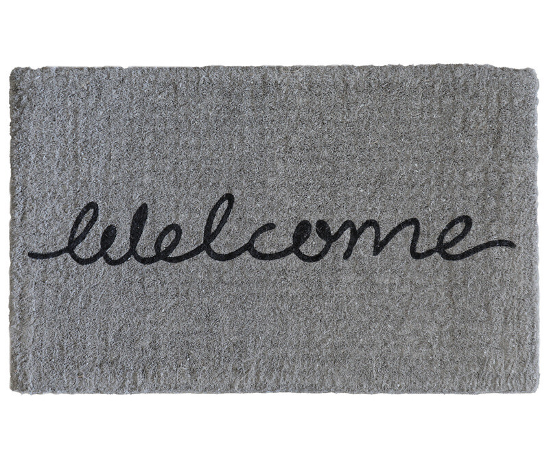 Grey Welcome Doormat Regular 100% Coir Doormat