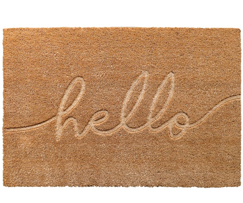 Embossed Script Hello Doormat - PVC Backed