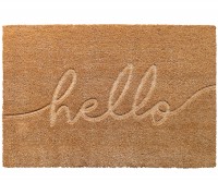 Embossed Script Hello Doormat - PVC Backed