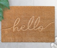 Embossed Script Hello Doormat - PVC Backed