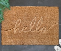 Embossed Script Hello Doormat - PVC Backed
