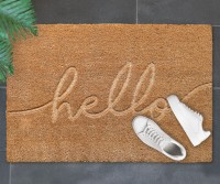 Embossed Script Hello Doormat - PVC Backed