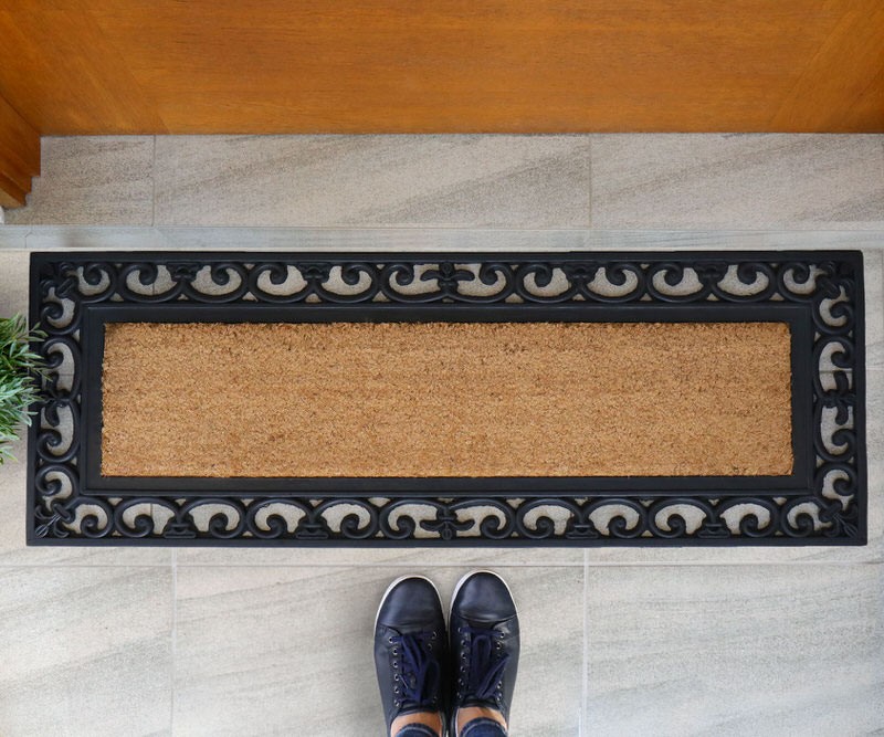 Chester Long Coir & Rubber Doormat with Scroll Border