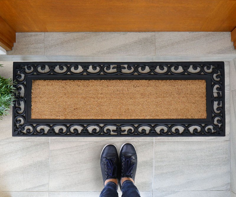 Chester Long Coir & Rubber Doormat with Scroll Border