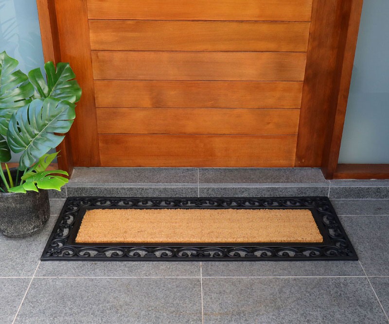 Chester Long Coir & Rubber Doormat with Scroll Border