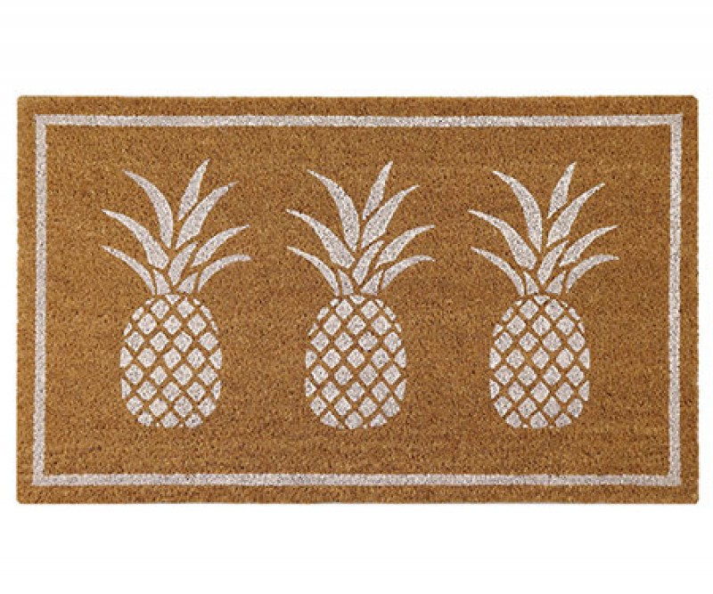 Newport White Pineapples Regular Doormat - PVC Backed