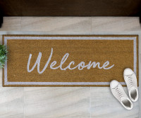 Long White Welcome Doormat - 120x45cm
