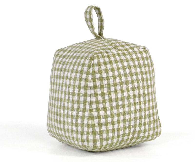 Green Gingham Door Stopper