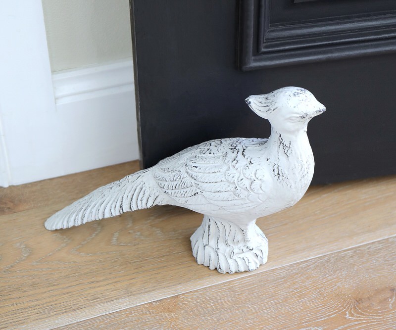 Kensington White Pheasant Door Stop I