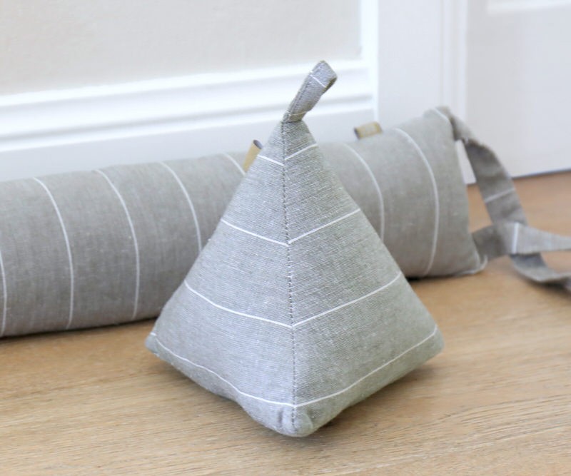 Taupe Harris Pinstripe Door Stop