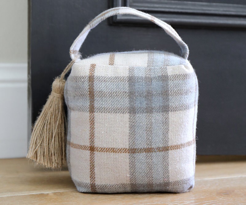 Alfie Taupe Tartan Door Stop