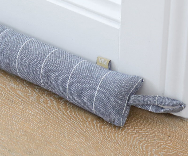 Slate Blue Harris Pinstripe Door Snake - Slim