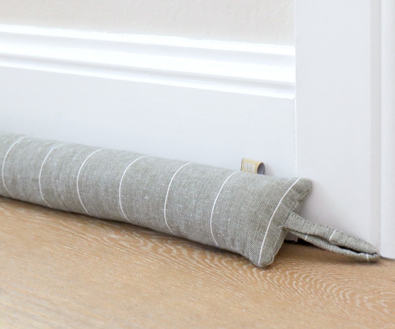 Taupe Harris Pinstripe Door Snake - Slim