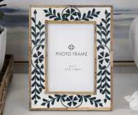 Lakehouse Blue & White Inlay Photo Frame - 5x7