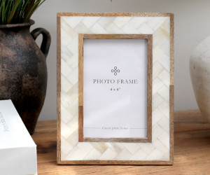 Paola Cream Bone & Wood Photo Frame 4x6