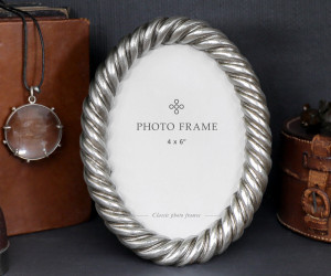 Mansfield Silver Rope Oval Photo Frame 4x6