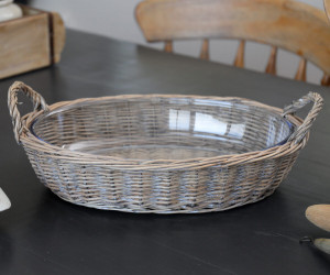 Oval Canterbury Wicker Fruit Bowl with Glass Dish