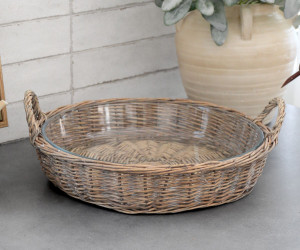 Canterbury Wicker Fruit Bowl with Glass Dish