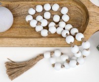 White Bead Garland with Tassel