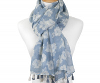 Day at the Beach Blue Hibiscus Scarf