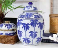 Martinique Blue Palms Ginger Jar