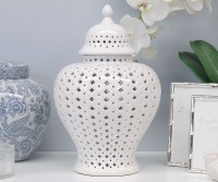 Savoy Lace White Ginger Jar - Medium