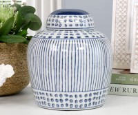 Palm Island Denim Blue Ginger Jar