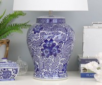 Florentine Blue & White Lamp + White Shade