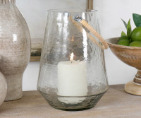Large Jenson Glass Lantern with Handle - Candle Hurricane