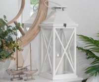 Large Catalina White Candle Lantern - 61cm