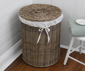 Provence Round Rattan Laundry Basket with Lid - Large