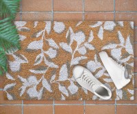 Riviera White Leaves Doormat - 75x45cm