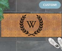 CUSTOM Long Initial Wreath Doormat 115x45cm - Vinyl Backed